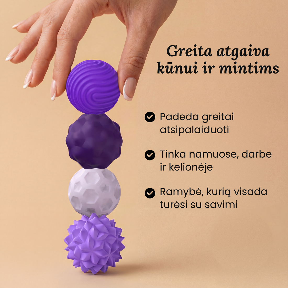 Ramybė™ Touch – magnetiniai sensoriniai kamuoliukai