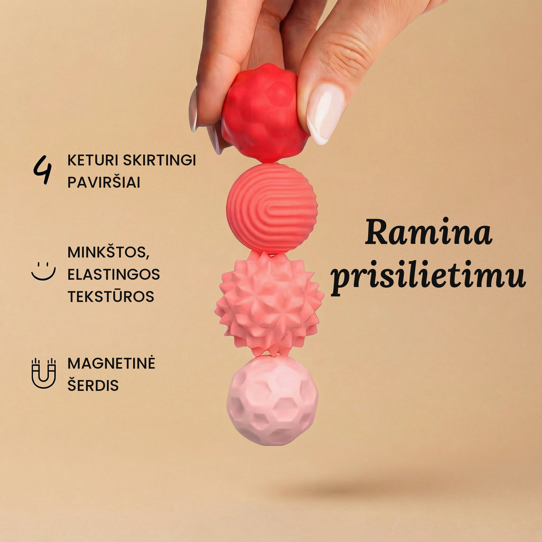 Ramybė™ Touch – magnetiniai sensoriniai kamuoliukai